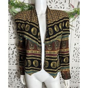 Vintage 90s Boho Women’s Lined Colorful Print Jacket